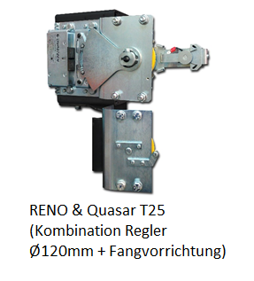 RENO & Quasar T25 (Kombination Regler Ø120mm + Fangvorrichtung)